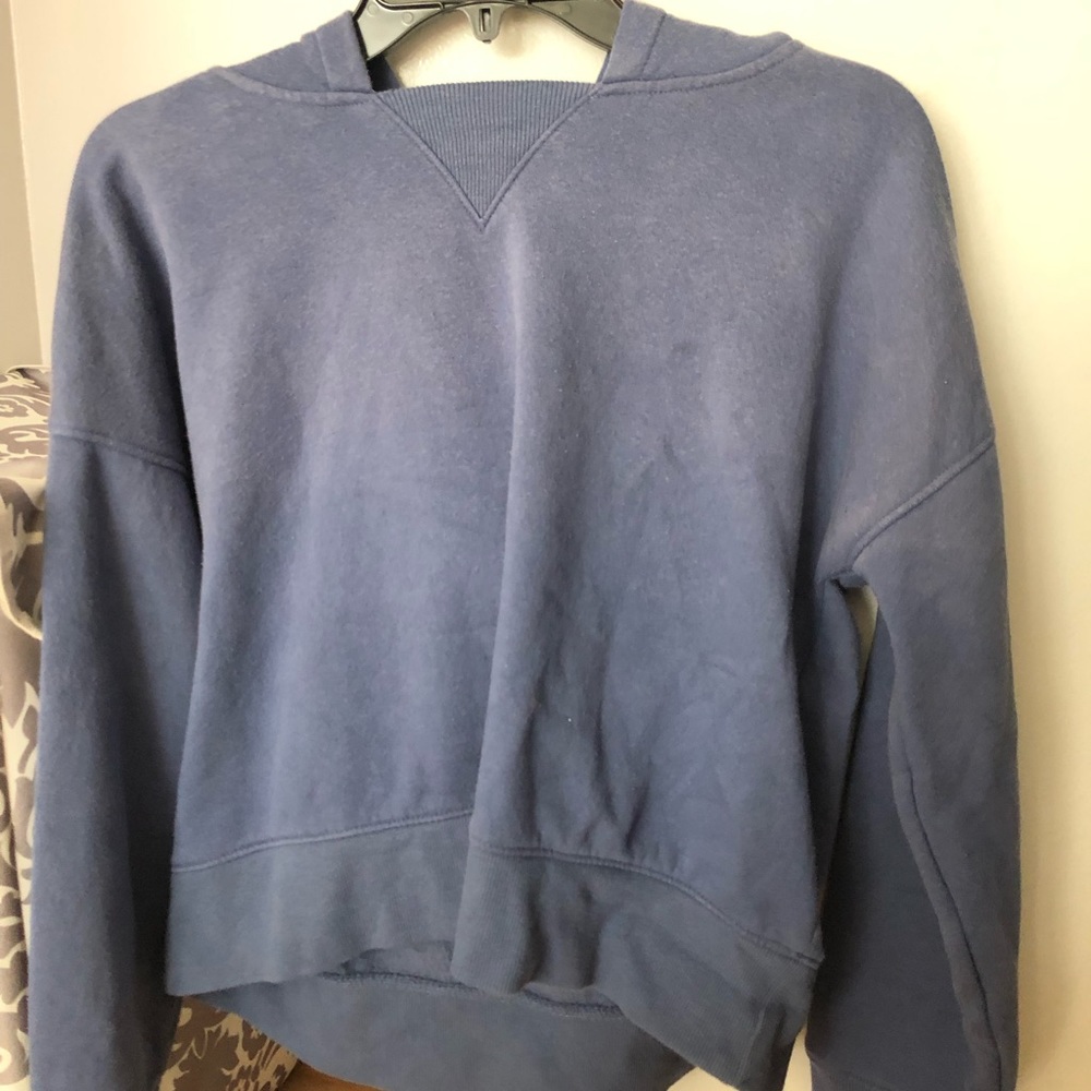 pacsun basic washed out indigo crop hoodie